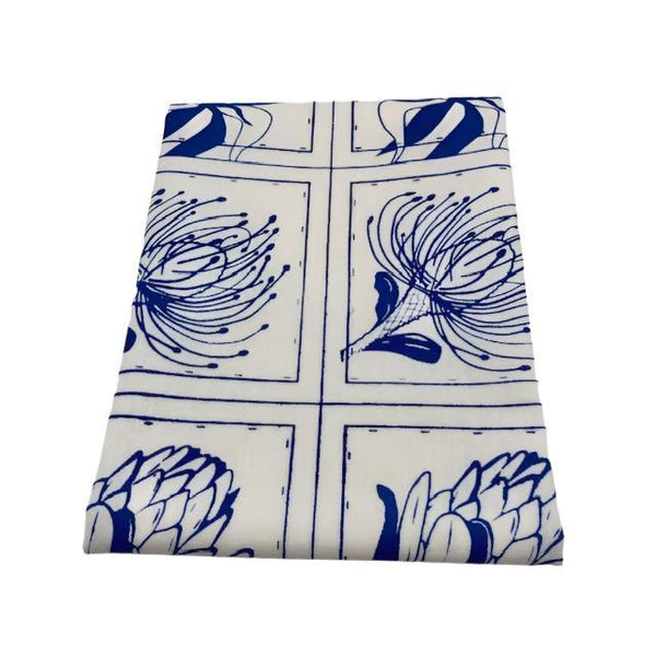 Tea Towel - Protea Natives blue - pincushion, protea and waratah