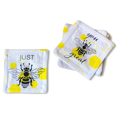 Fabric Linen Coasters - Bee Designs (set of 6)