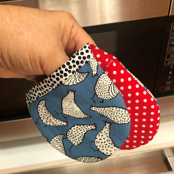 Microwave Mitts - Chickens (Blue)